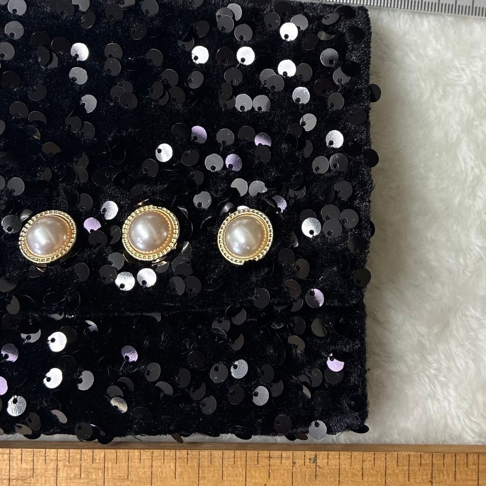 Nanette Lepore Sequin Jacket Womens Small Black New Pearl Button Frayed Trim - Picture 12 of 14